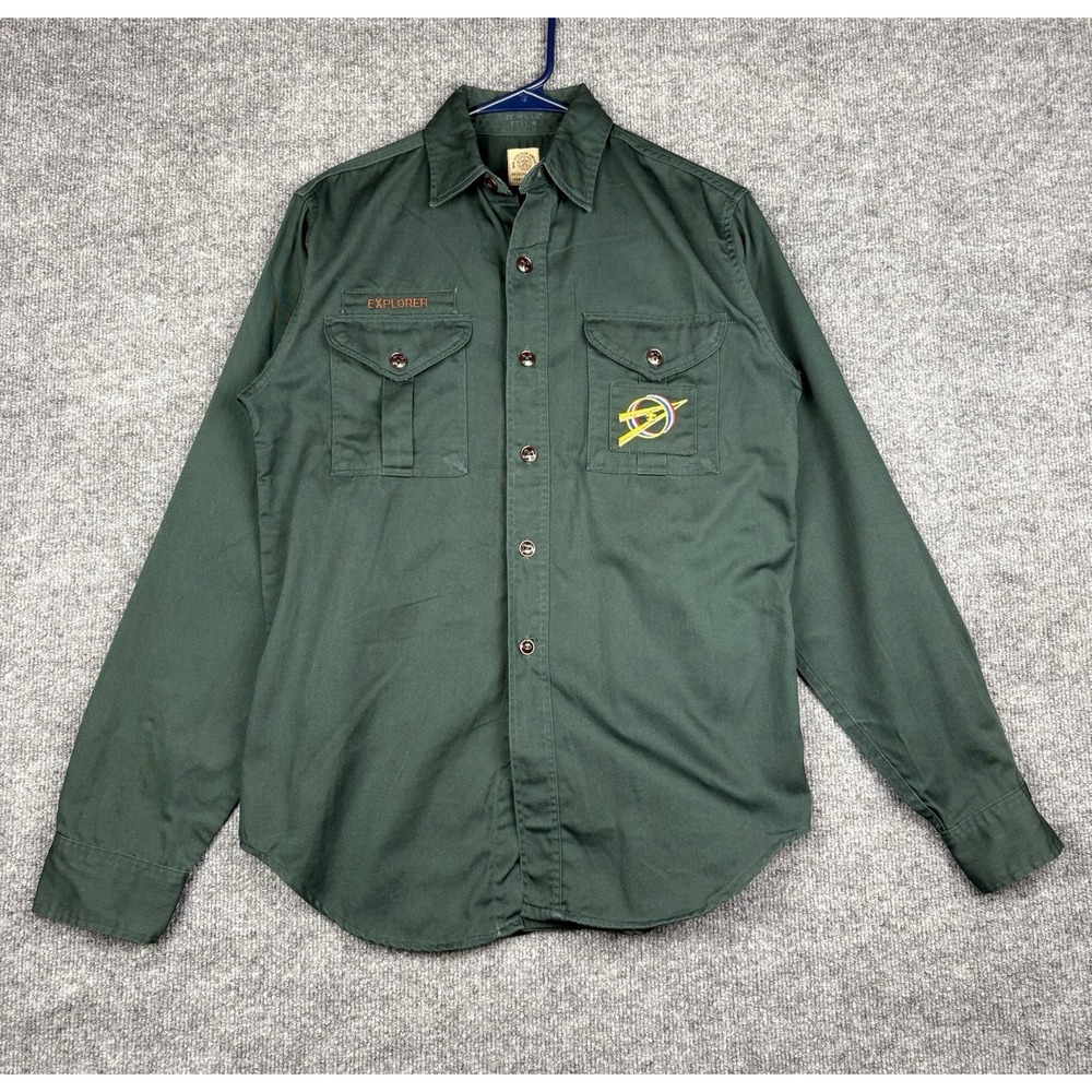 Boy Scouts America Explorer Uniform Shirt Mens 14.5 Long Green Official BSA